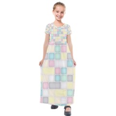 Background Abstract Pastels Square Kids  Short Sleeve Maxi Dress by Nexatart