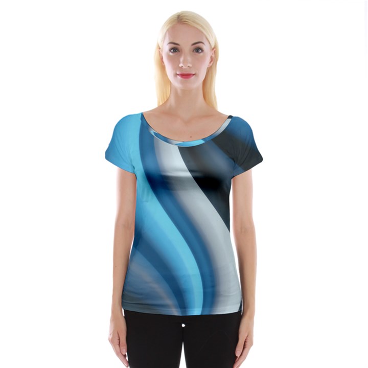 Abstract Pattern Lines Wave Cap Sleeve Tops