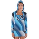 Abstract Pattern Lines Wave Long Sleeve Hooded T-shirt View1