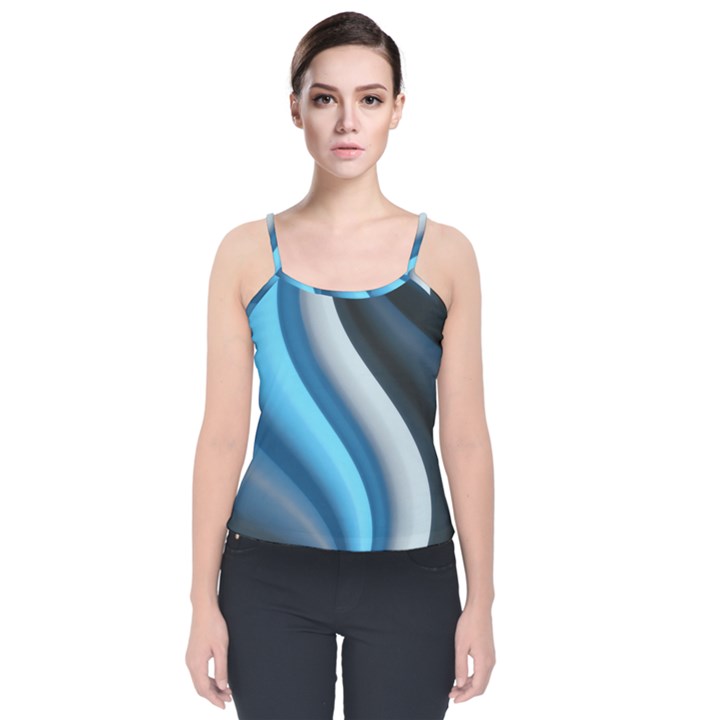 Abstract Pattern Lines Wave Velvet Spaghetti Strap Top