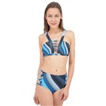 Abstract Pattern Lines Wave Cage Up Bikini Set