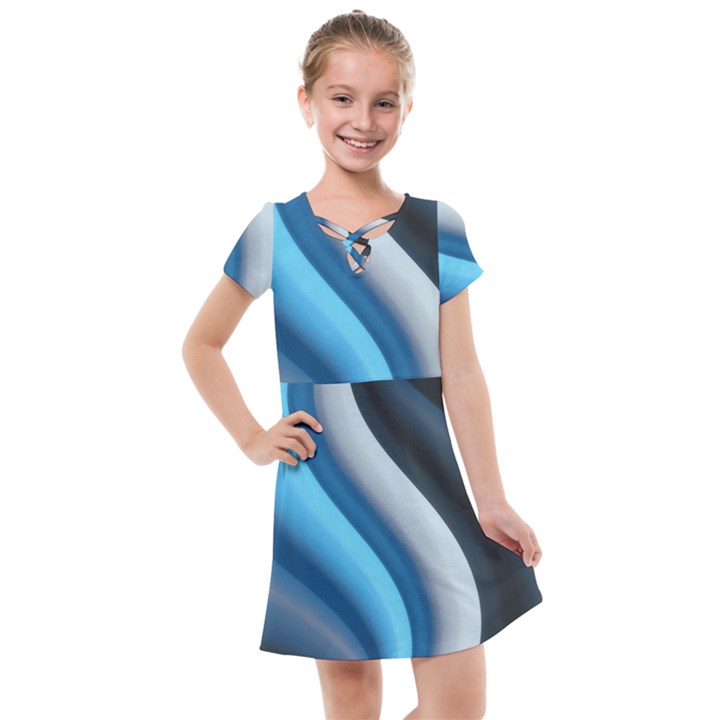 Abstract Pattern Lines Wave Kids  Cross Web Dress