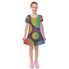 Background Colorful Abstract Circle Kids  Short Sleeve Velvet Dress