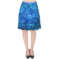 Water Color Navy Blue Velvet High Waist Skirt by FunnyCow