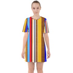 Colorful Stripes Sixties Short Sleeve Mini Dress by FunnyCow