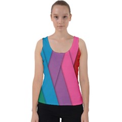 Abstract Background Colorful Strips Velvet Tank Top