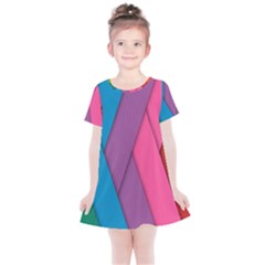 Abstract Background Colorful Strips Kids  Simple Cotton Dress by Nexatart