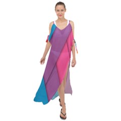 Abstract Background Colorful Strips Maxi Chiffon Cover Up Dress by Nexatart