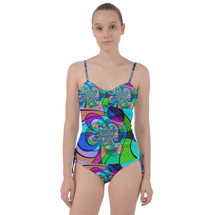 Retro Wave Background Pattern Sweetheart Tankini Set