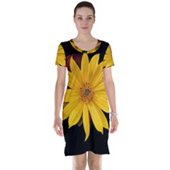 Sun Flower Blossom Bloom Particles Short Sleeve Nightdress by Nexatart