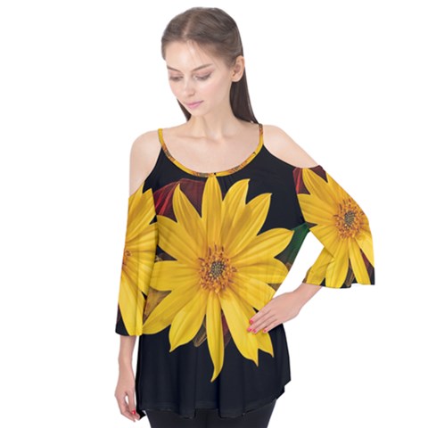 Sun Flower Blossom Bloom Particles Flutter Tees by Nexatart