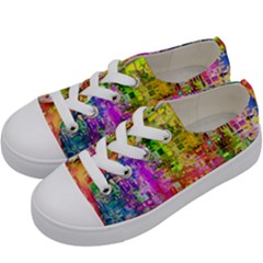 Color Abstract Artifact Pixel Kids  Low Top Canvas Sneakers