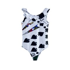 Poker Hands   Royal Flush Spades Kids  Frill Swimsuit by FunnyCow