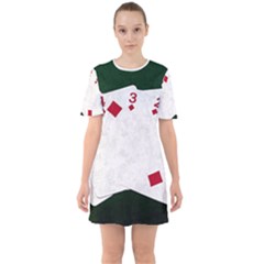 Poker Hands   Straight Flush Diamonds Sixties Short Sleeve Mini Dress by FunnyCow