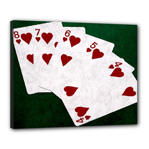 Poker Hands Straight Flush Hearts Canvas 20  X 16  by FunnyCow
