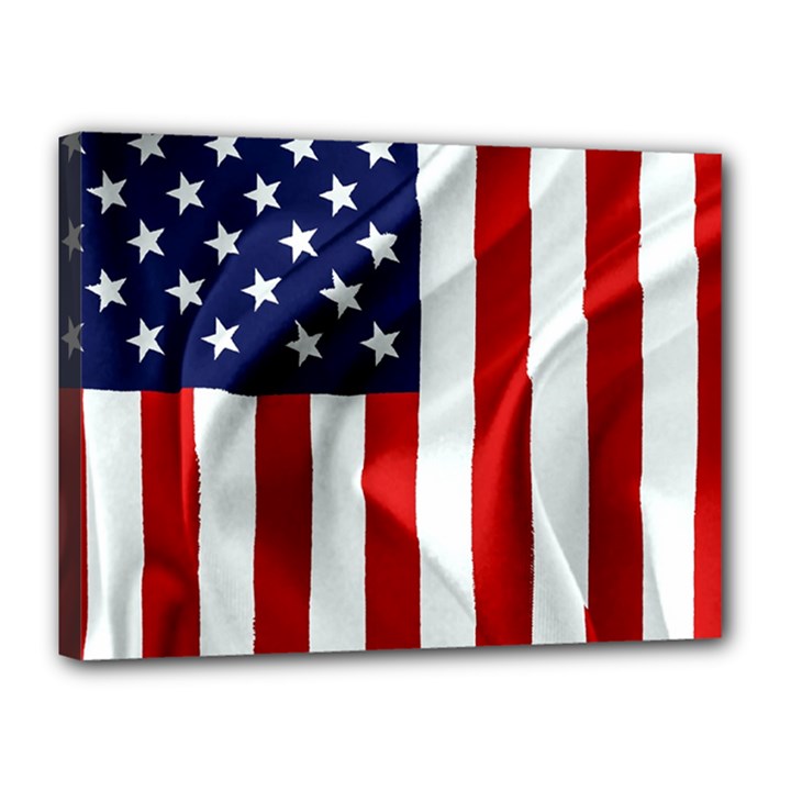 American Usa Flag Vertical Canvas 16  x 12 