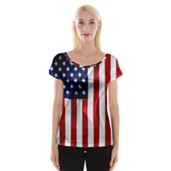 American Usa Flag Vertical Cap Sleeve Tops by FunnyCow