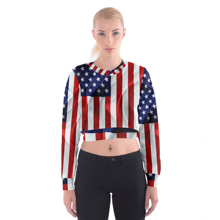 American Usa Flag Vertical Cropped Sweatshirt