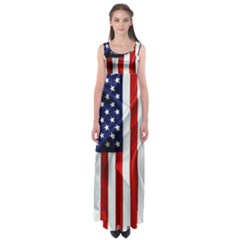 American Usa Flag Vertical Empire Waist Maxi Dress by FunnyCow