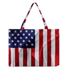 American Usa Flag Vertical Zipper Medium Tote Bag