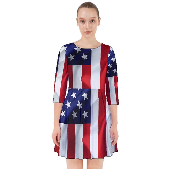 American Usa Flag Vertical Smock Dress