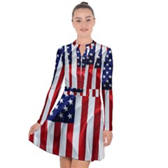 American Usa Flag Vertical Long Sleeve Panel Dress by FunnyCow
