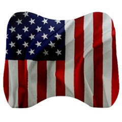 American Usa Flag Vertical Velour Head Support Cushion by FunnyCow