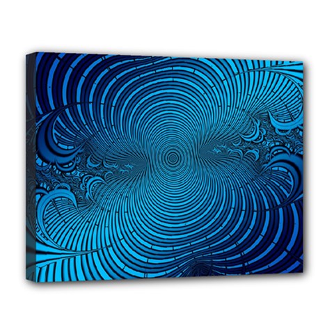 Blue Background Brush Particles Wave Canvas 14  X 11  by Nexatart
