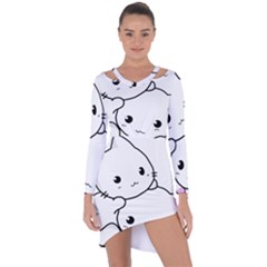 Kitty Cuddling Cat Kitten Feline Asymmetric Cut-out Shift Dress by Sapixe