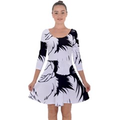 Animal Canine Dog Japanese Chin Quarter Sleeve Skater Dress by Sapixe