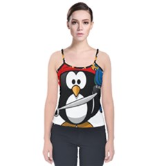 Penguin Pirate Tux Animal Bandana Velvet Spaghetti Strap Top by Sapixe