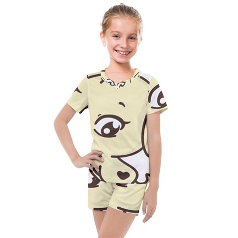 Doggy Dog Puppy Animal Pet Figure Kids  Mesh Tee And Shorts Set by Sapixe