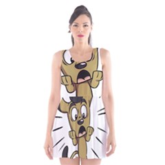 Animal Canine Cartoon Dog Pet Scoop Neck Skater Dress by Sapixe