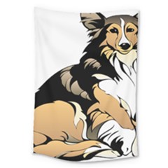 Dog Sitting Pet Collie Animal Large Tapestry by Sapixe