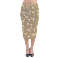 Tropical Pattern Velvet Midi Pencil Skirt by Valentinaart