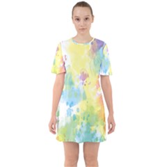 Abstract Pattern Color Art Texture Sixties Short Sleeve Mini Dress