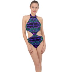 Abstract Pattern Desktop Wallpaper Halter Side Cut Swimsuit