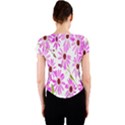 Pink Purple Daisies Design Flowers Crew Neck Crop Top View2