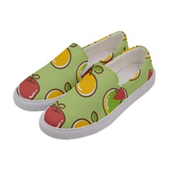 Seamless Pattern Healthy Fruit Women s Canvas Slip Ons