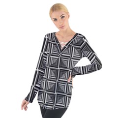 Pattern Op Art Black White Grey Tie Up Tee