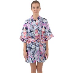 Elegant Japanese Inspired Floral Pattern  Quarter Sleeve Kimono Robe by flipstylezfashionsLLC