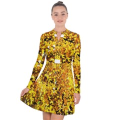 Birch Tree Yellow Leaves Long Sleeve Panel Dress by FunnyCow