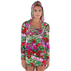 Colorful Petunia Flowers Long Sleeve Hooded T-shirt by FunnyCow