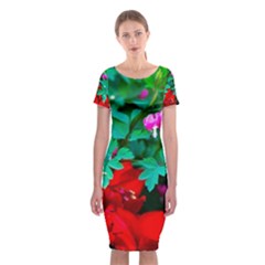 Bleeding Heart Flowers Classic Short Sleeve Midi Dress by FunnyCow