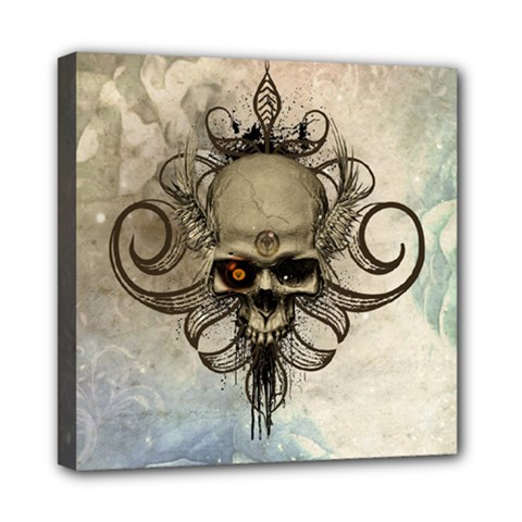 Awesome Creepy Skull With  Wings Mini Canvas 8  X 8  by FantasyWorld7