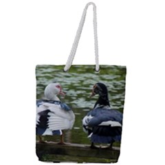 Muscovy Ducks At The Pond Full Print Rope Handle Tote (large) by IIPhotographyAndDesigns