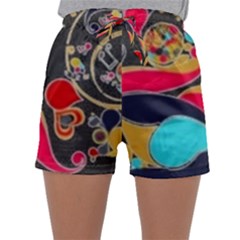 Retro Swirls In Black Sleepwear Shorts by flipstylezfashionsLLC