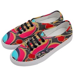 Retro Swirls In Black Women s Classic Low Top Sneakers by flipstylezfashionsLLC