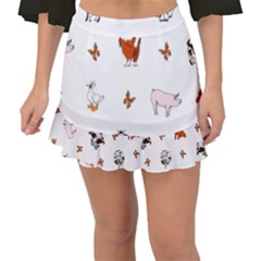 Farm Animals Fishtail Mini Chiffon Skirt