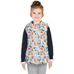 Funny Cute Colorful Cats Pattern Kid s Hooded Puffer Vest by EDDArt